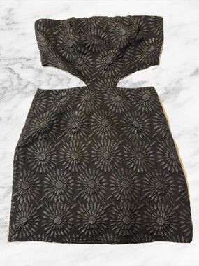 Princess Polly Black Strapless Cutout Floral Jacquard Dress